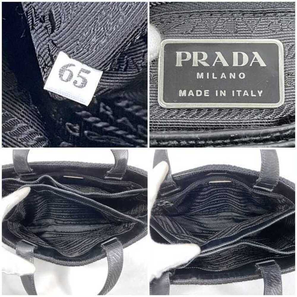 Prada Handbag Black Nero Black MAGLIA VITELL Wool Leather Triangle Logo Plate - Picture 6 of 10